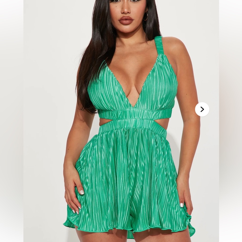 Fashion Nova Green Pleated Dress